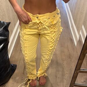Vibrant Lace-Up Yellow Pants
